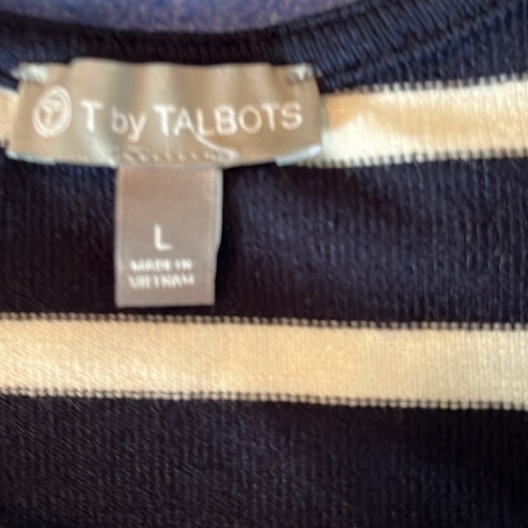 T By Talbots Women’s Black And Cream Striped Top Size Large NWOT - Picture 4 of 6